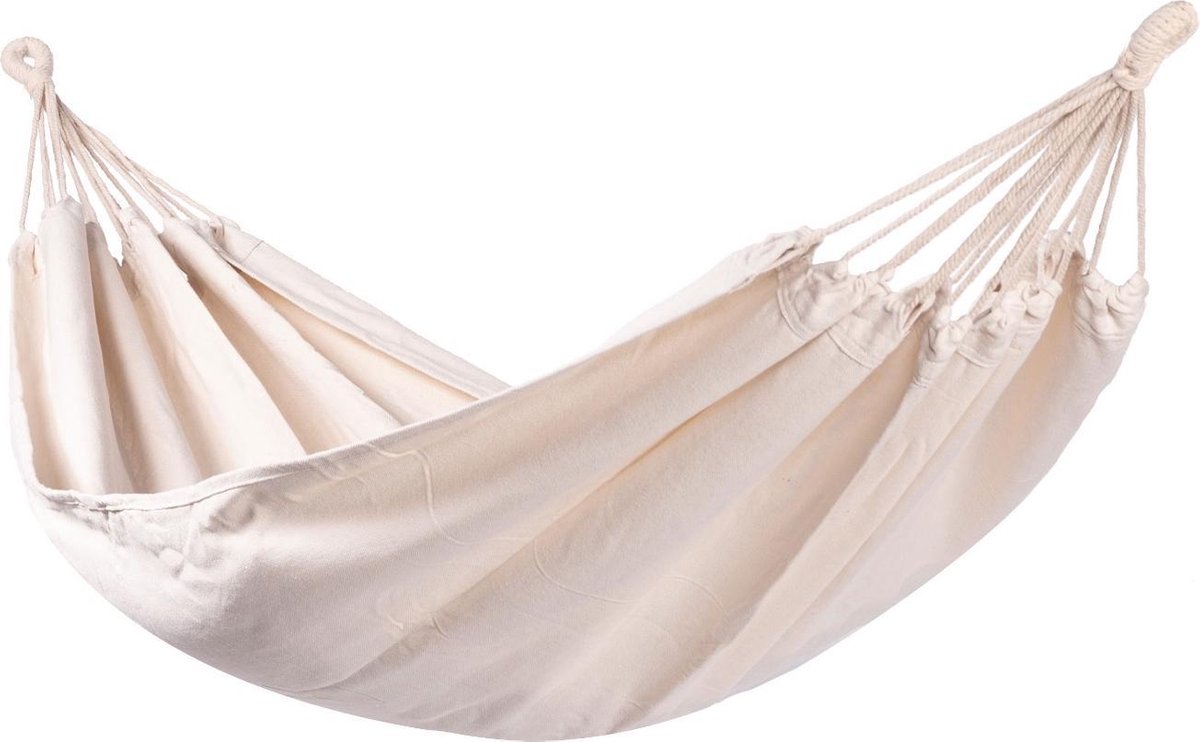 Hangmat Eénpersoons 'Terrazza' Small - Wit / Ecru - 275 CM - 130 KG - Opbergtas incl. - 123 Hammock (8719925915512)