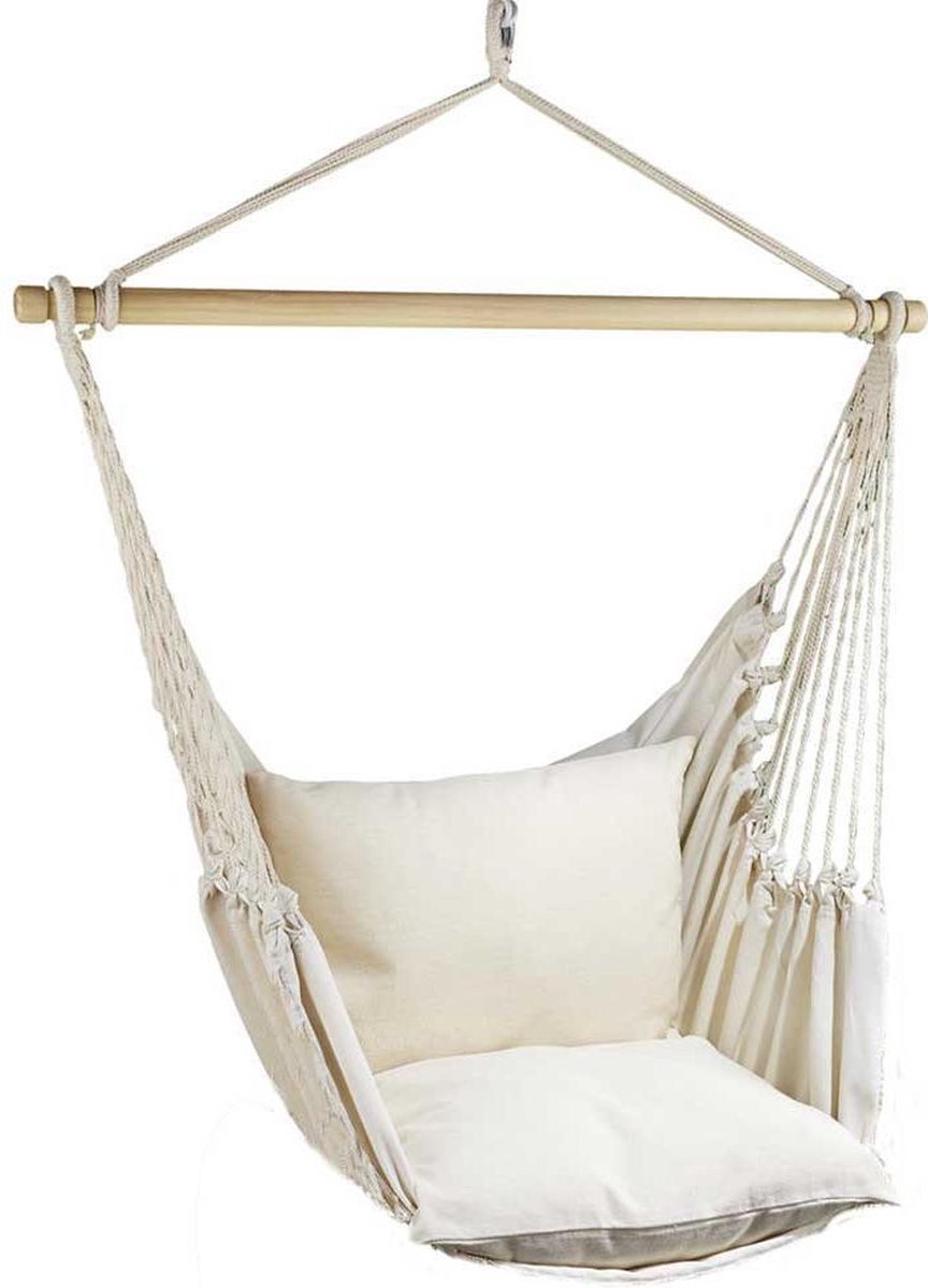 Lazy Rezt hangstoel Off White XL met kussens en voetensteun (0641243074832)