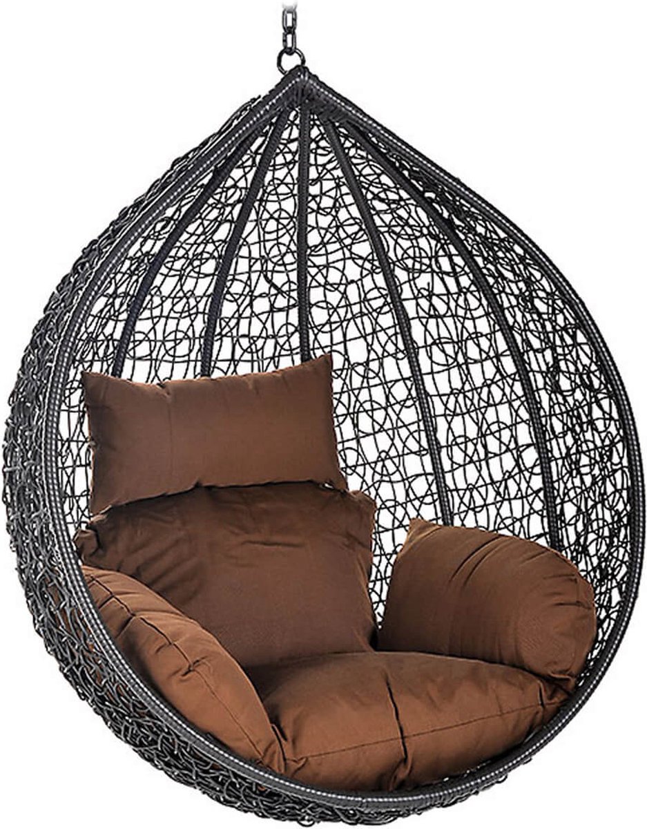 Mand hangstoel Polyrattan CIELO - Met kussens + ketting (4058166009685)