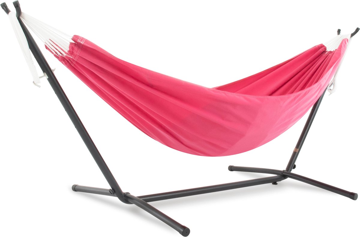 Vivere Double Polyester Hangmat met standaard (250 CM) - Hot Pink (0713799004929)