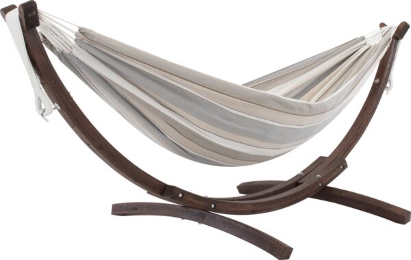 Vivere Double Sunbrella Hangmat met Solid Pine standaard (250 CM) - Dove (0713799004486)