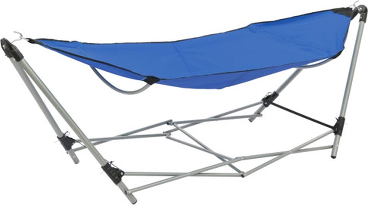 vidaXL Hangmat met inklapbare standaard blauw (8718475703778)