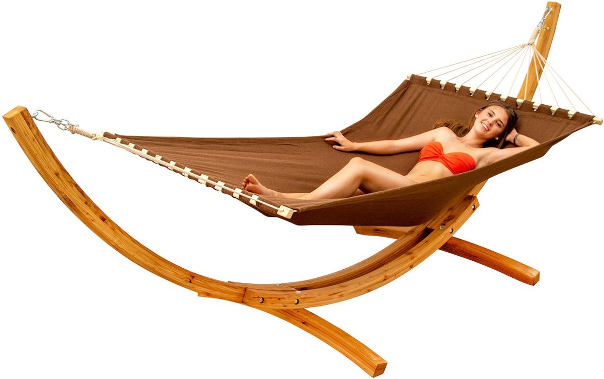 XXL Hangmat met houten Frame Hangmatstandaard Tuin Hammock voor twee Personen (4057216042214)