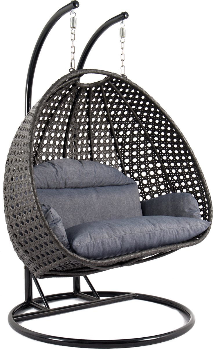 Hangstoel Dubai - Zwart frame - met Luxe Kussen -146*70*124 - 2 persoons schommelstoel (8720299175686)