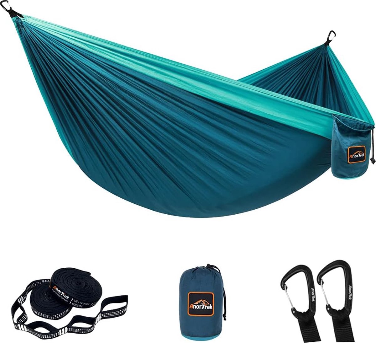 Campinghangmat, dubbele of enkele parachutehangmat met twee boombanden, lichtgewicht draagbare hangmat voor kamperen, wandelen, backpacken (0682604541938)