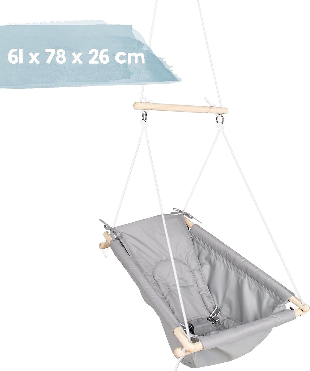 Hangstoel, kinderschommel taupe, grijze hangschommel verstelbaar van schommelstoel tot schommelstoel, hangstoel tot ca. 6 jaar of 30 kg (7595980969179)