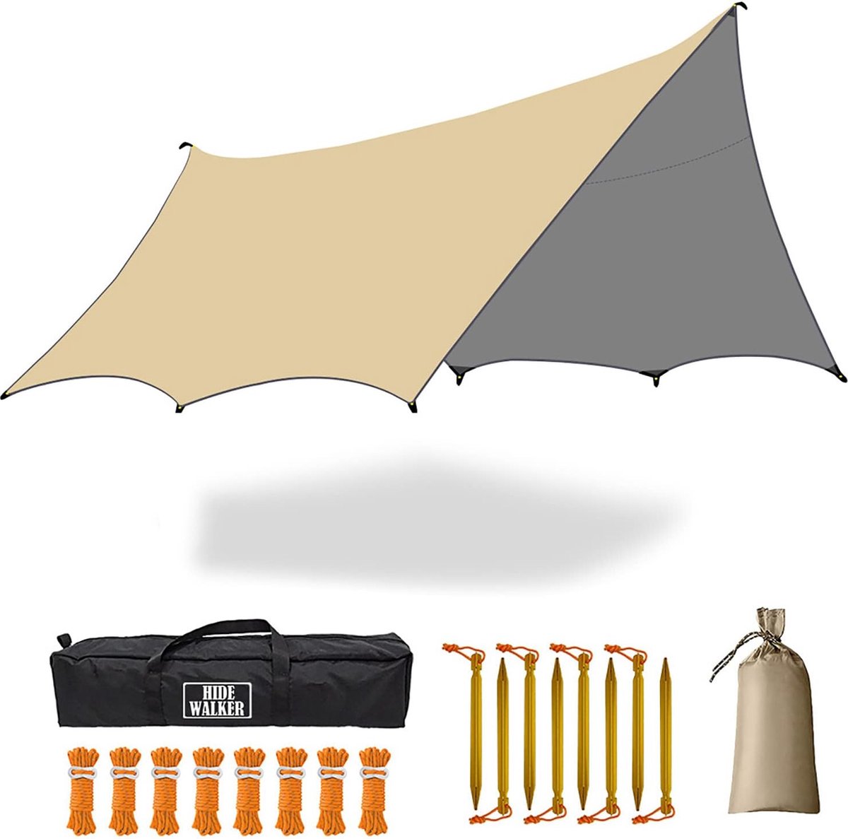 5 x 5 m groot campingzeil waterdicht tentzeil achthoek hangmat zeil regenzeil picknicktent mat outdoor survivaluitrusting (0652906369981)