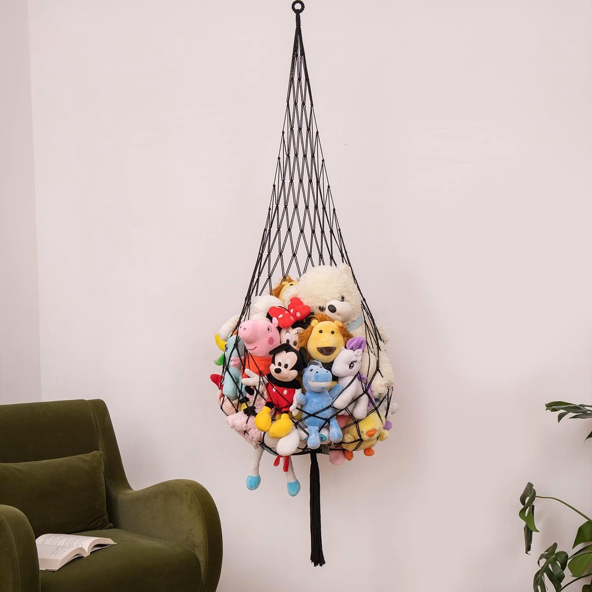 Macrame knuffeldier net hangmat klein pluchen speelgoed grote hoekmuur hangende organisator voor kinderen Boheems geweven decor display knuffels net (7595980327191)