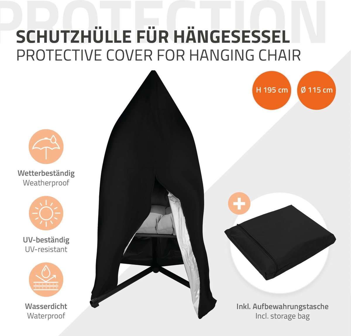 Hangstoel 100x105x177 cm Grijs Staal incl. Frame en Zitkussen ML-Design (4064649150911)