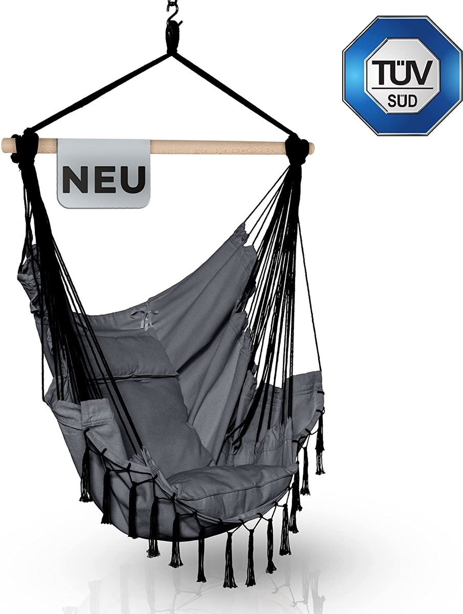 Hangstoel - hammock stoel - binnen en buiten - hangnestje - luxe hangstoel (8720837084548)