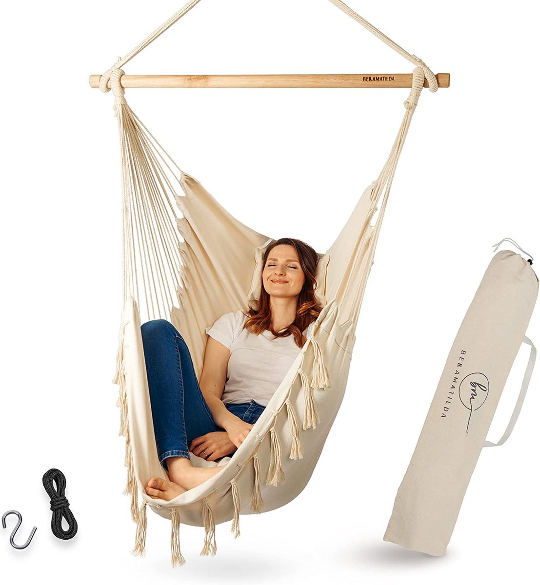 Hangstoel - hammock stoel - binnen en buiten - hangnestje - luxe hangstoel (8720837084623)