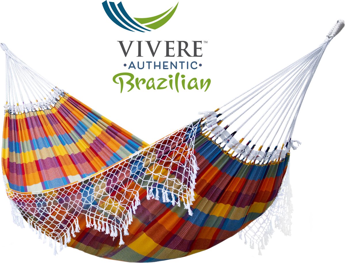 Vivere Braziliaanse geblokte 2-persoons hangmat (0713799004295)