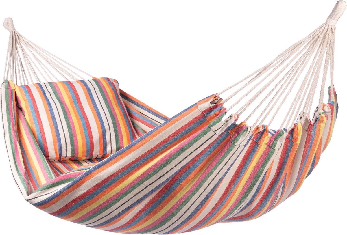 Hangmat Eénpersoons 'Isla' Single - Veelkleurig - 320 CM - 130 KG - Opbergtas incl. - 123 Hammock (8719925915529)