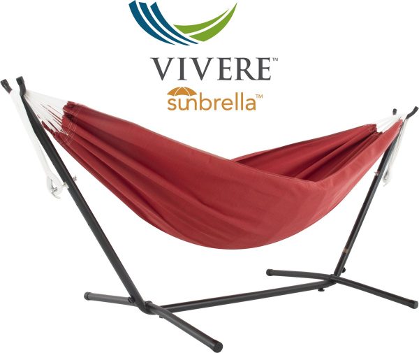 Vivere Sunbrella® Hangmat met Standaard - Crimson (0713799004547)