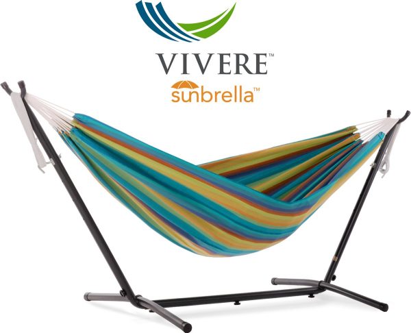 Vivere Sunbrella® Hangmat met Standaard - Lagoon (7137990037488)