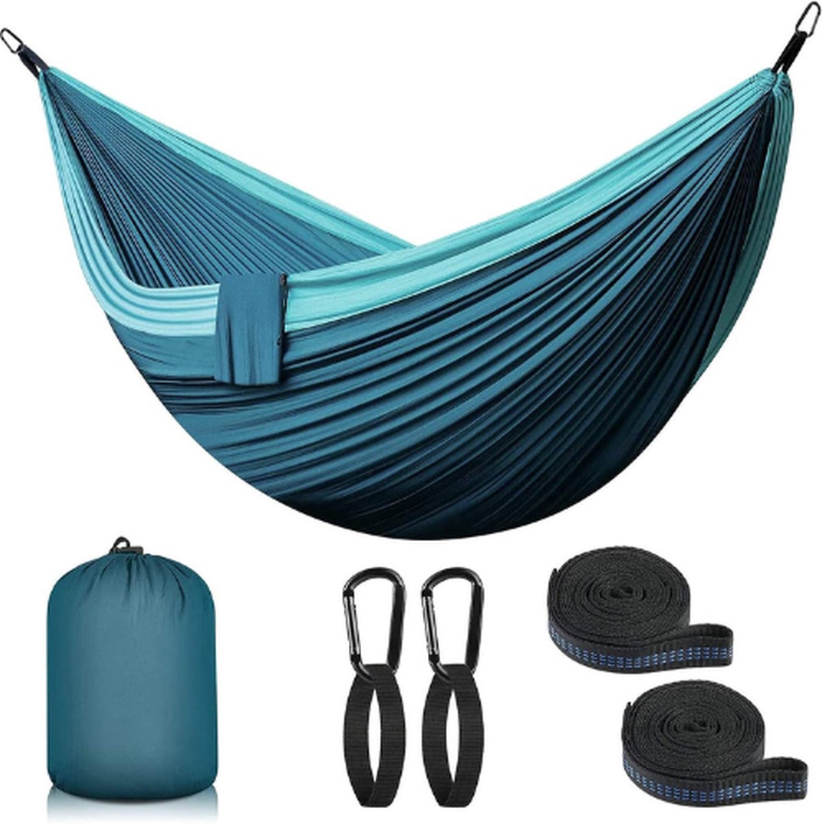 Hangmat Outdoor Camping XXL - 2 Persoons Hangmat - 300x200cm - Ultralichte Draagbare Reishangmat - tot 300 kg - Dubbele Hangmat - met Draagtas en Accessoires (8721022418278)