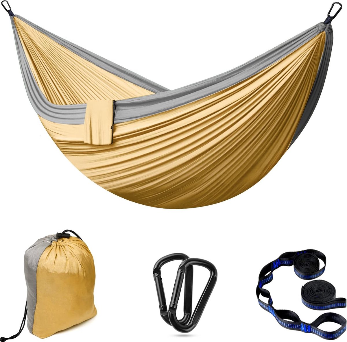 Hangmat, outdoor, camping, hangmatten, 2 personen, 300 x 200 cm, ultralicht, draagbaar, reishangmat, tot 300 kg draagvermogen, tuin, strand, dubbele hangmat, parachutestof, nylon, ademend (4800325813622)