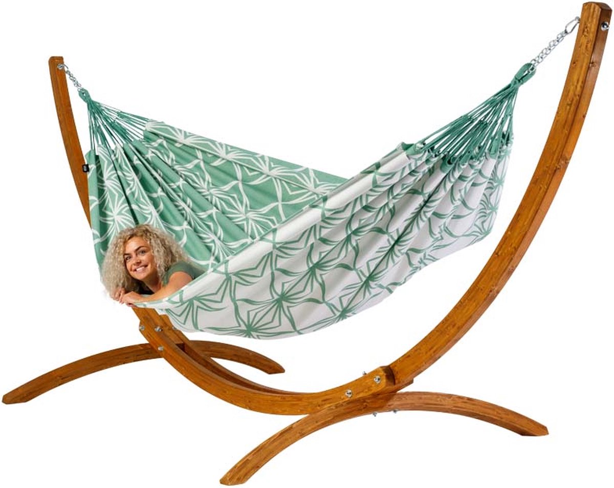 Hangmat Stars of Nirvana met houten standaard - 400 x 180 cm - Luilak (8721139920213)