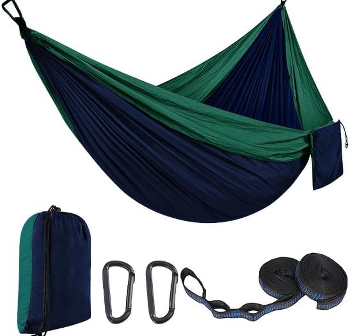 Outdoor hangmat camping hangmatten reishangmat 270 x 140 cm, ultralichte draagbare hangmat met een capaciteit van maximaal 300 kg, 210T parachute-nylon voor tuin (LL2,7M) (6221148327918)