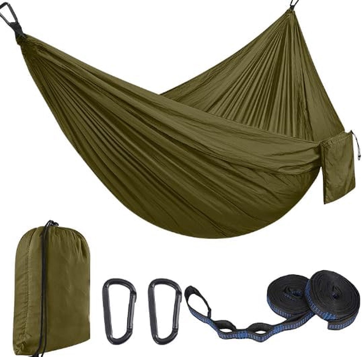 Outdoor hangmat, campinghangmat, reishangmat, 270 x 140 cm, ultralichte draagbare hangmat met een capaciteit tot 300 kg, 210T parachute-nylon (6221148329264)