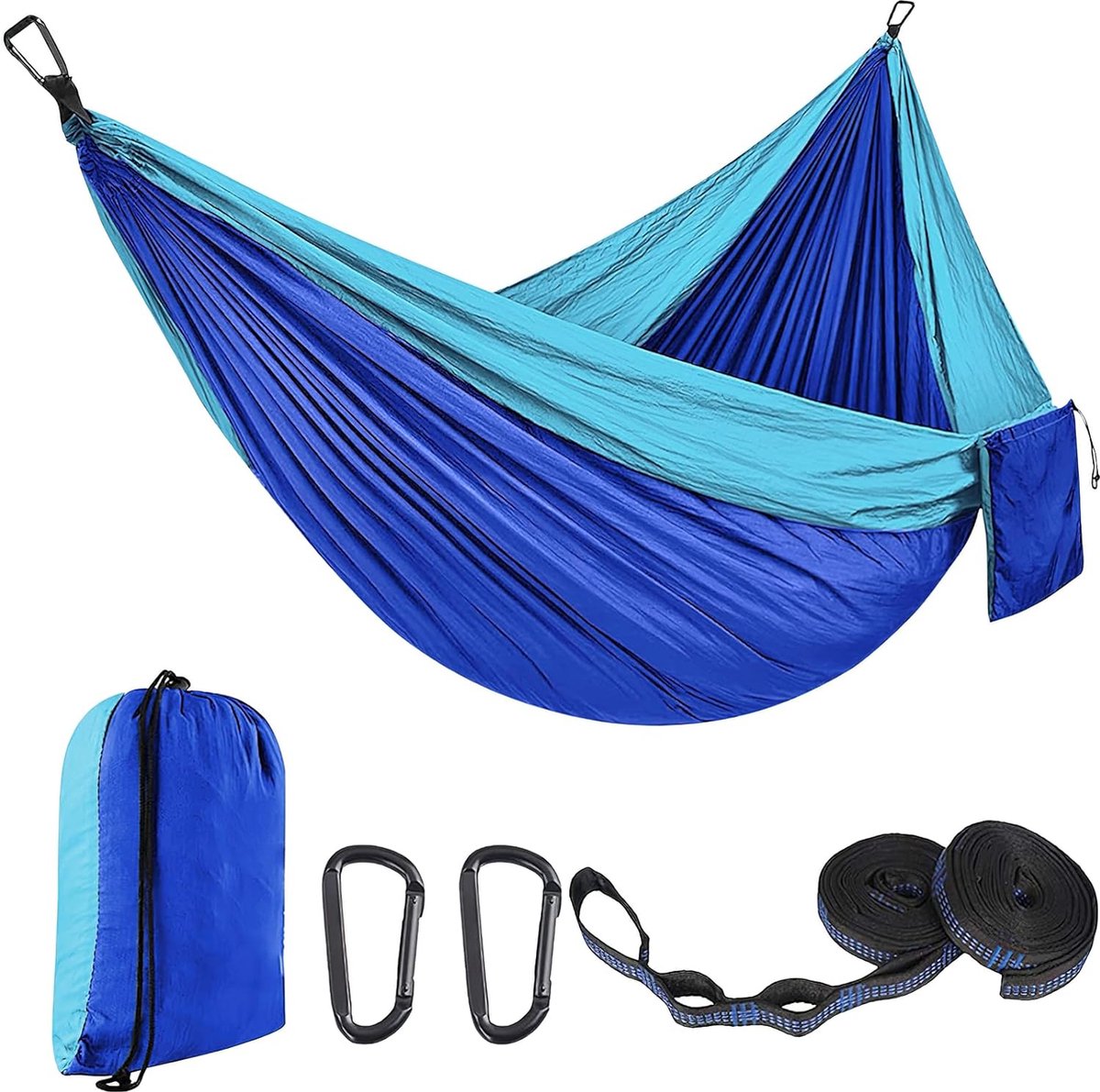 Outdoor hangmat, campinghangmatten, reishangmat, 270 x 140 cm, ultralichte draagbare hangmat met een capaciteit tot 300 kg, 210T parachute nylon voor tuin (4803357510521)