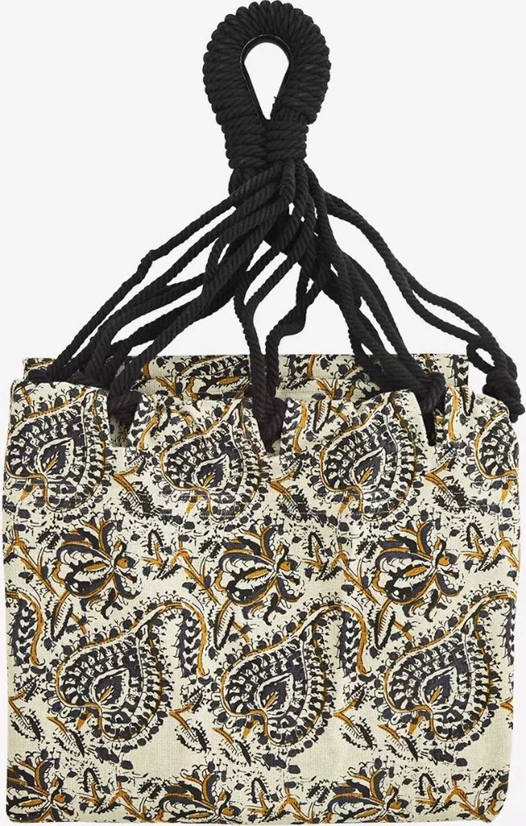 Madam Stoltz - Hangmat met print - beige, mosterd, grijs, zwart (2500777604473)