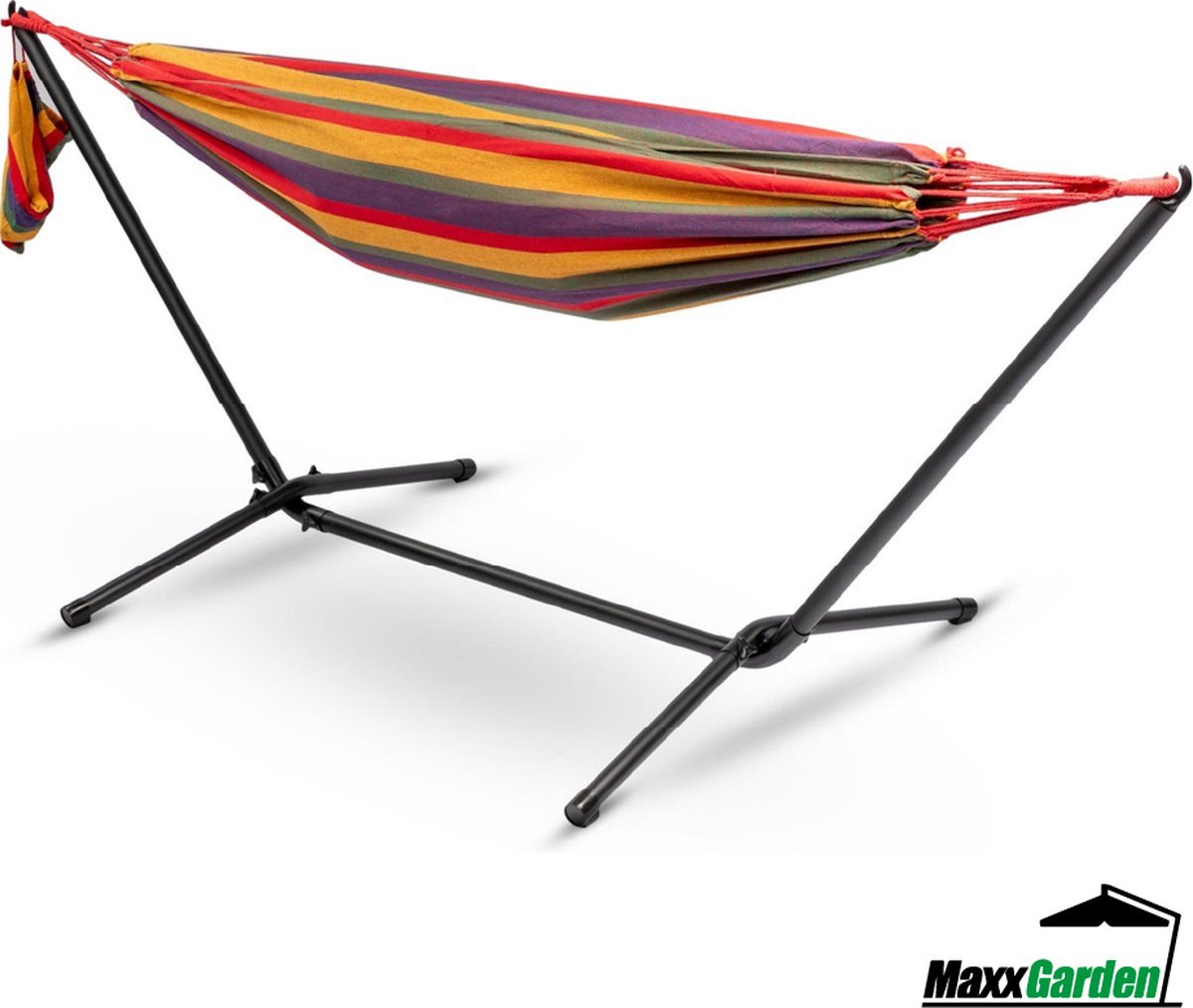 MaxxGarden Hangmat standaard - met doek - één persoon set - 290x120x93 cm (5404022211126)