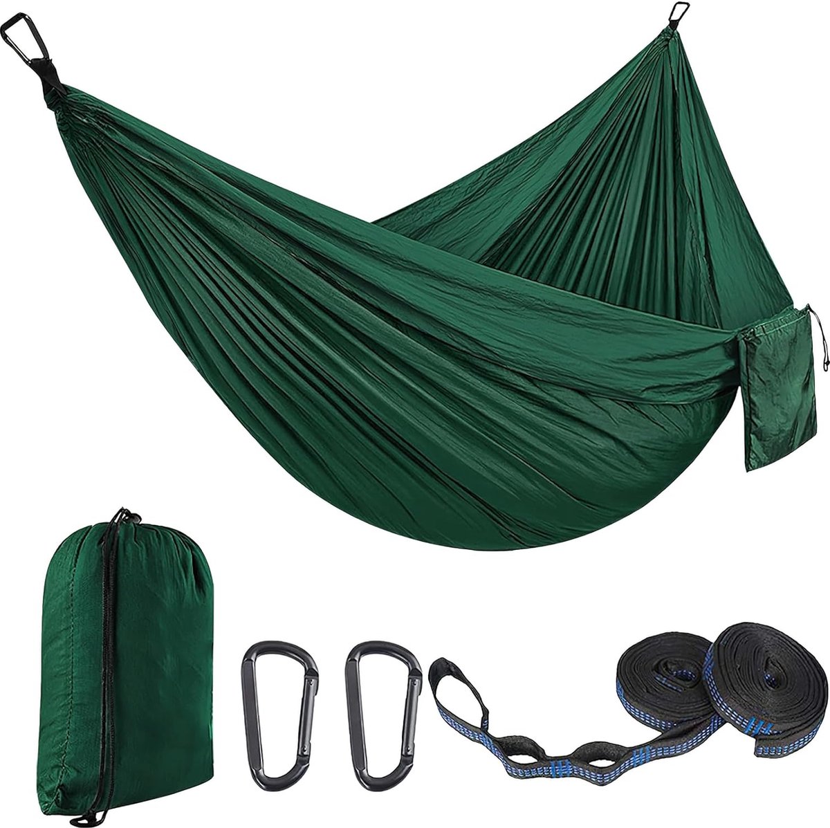 Outdoor Camping hangmat, dubbele hangmat 300 x 200 cm, ultralichte reishangmat met een capaciteit tot 300 kg, hangmat van 210T parachutenylon, voor tuin (SLL3M) (4803357408071)