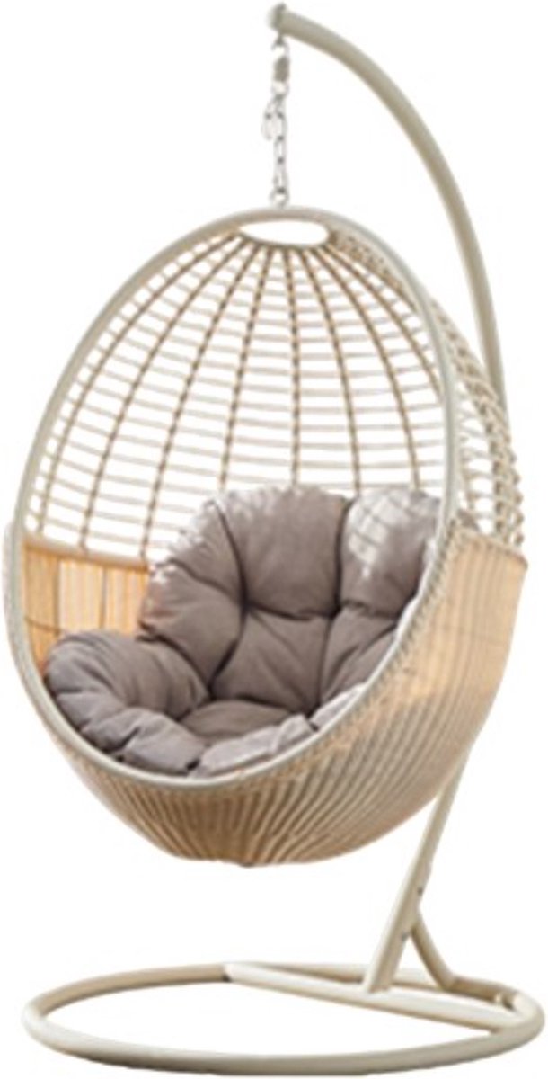 egg chair - hangstoel - cream - hoefijzer frame - inclusief kussen (7421933686698)