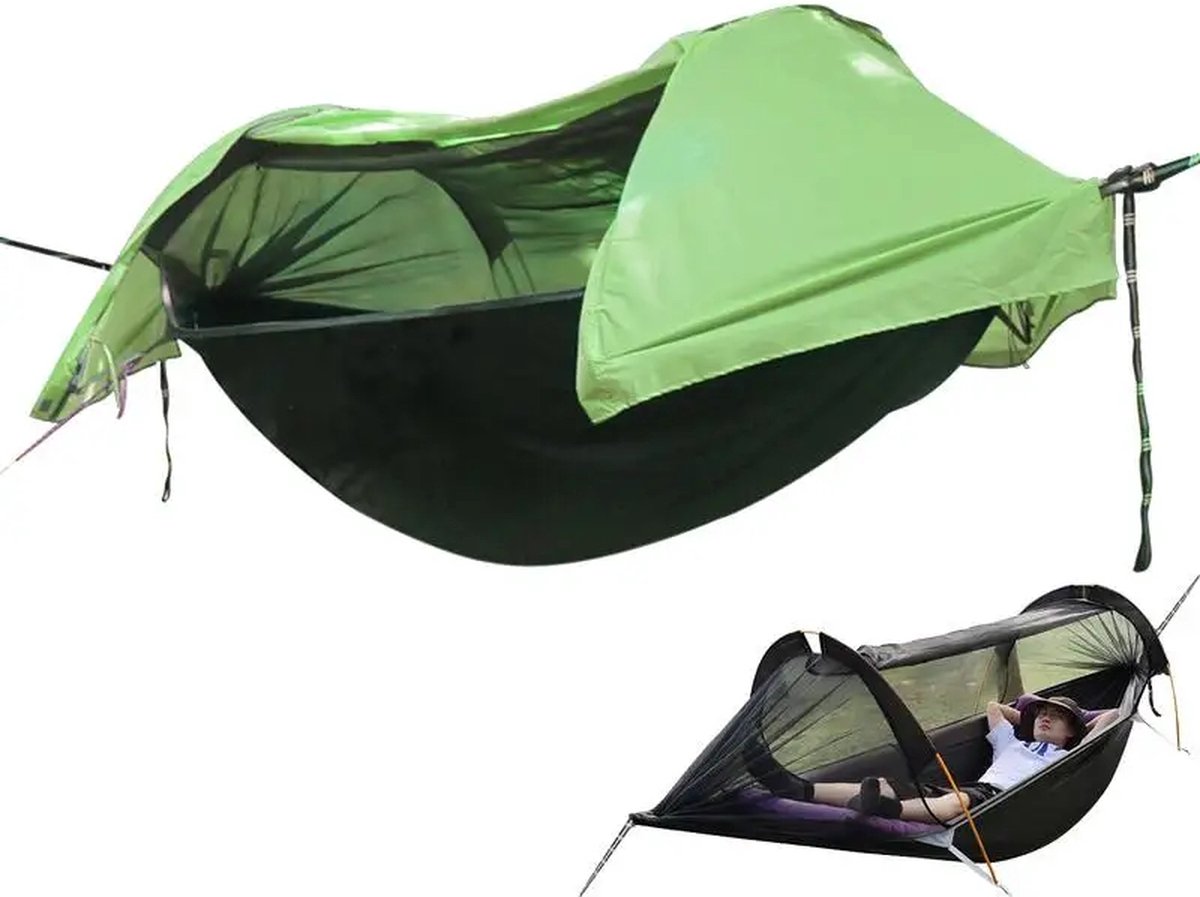 Nique Hangmat - Hangmat tent - met muggennet - 260x140 cm - Kamperen - Waterdicht - 2 persoons - Groen (6151146512514)