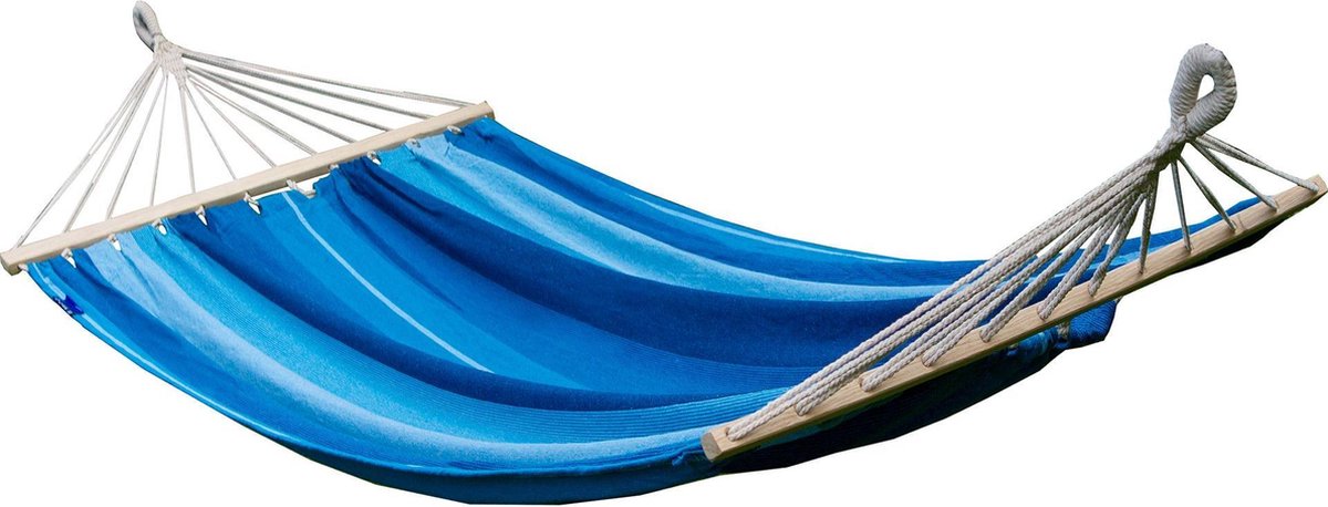 Potenza® Hangmat met SPREIDSTOK - 2 persoons - EXTRA STEVIG - UV bestendig - Blauw - Acadia XL (5907543780718)