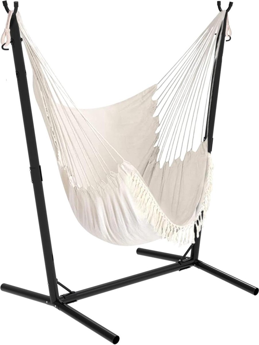 Hangstoel cocoon U-type met standaard - hoogte verstelbare hangmatstandaard - binnen buiten - stevige hangstoel - 300 lbs - geschikt voor volwassenen - opvouwbare hangstoel_swing - comfortabele hangstoel met standaard hangstoel cocoon (6150832762790)