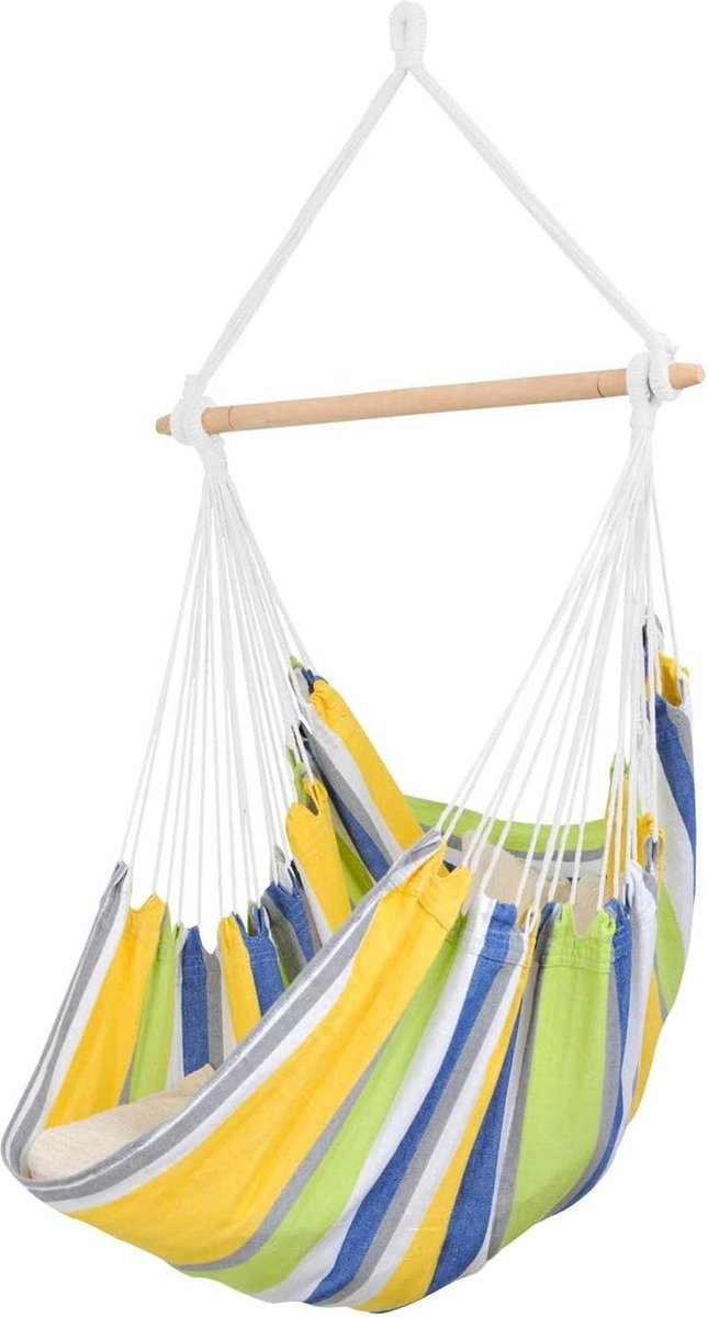 Hangstoel cocoon Weerbestendig UV-bestendig Relax Kolibrie Dwarsbalk Hout 85cm-120kg Kleurrijk Gestreept hangstoel cocoon (6150832751725)