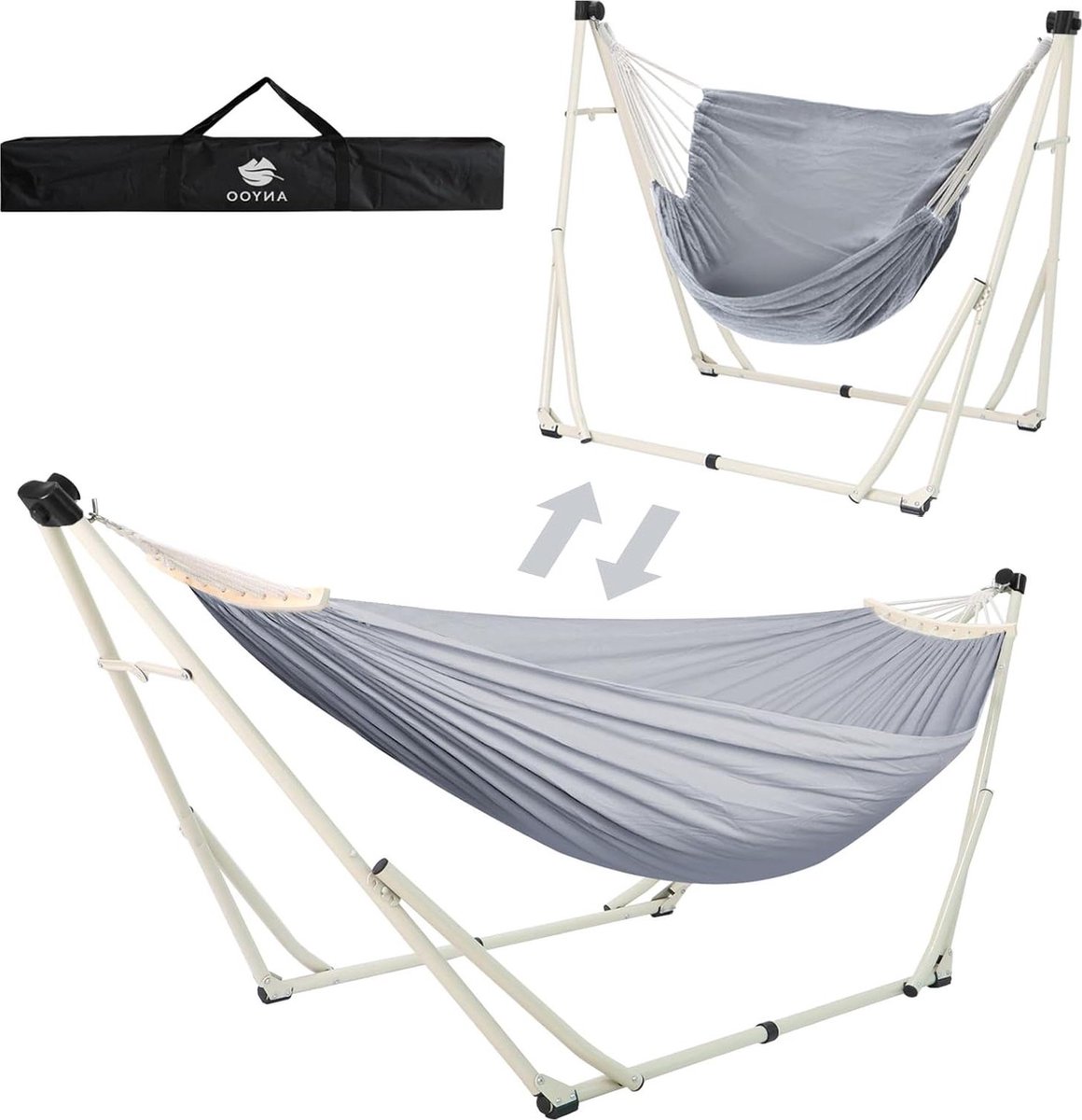 Hangstoel cocoon inclapbare standaard voor draagbare hangmat - dubbel gebruik voor binnen en buiten camping hangstoel cocoon (6150832770764)