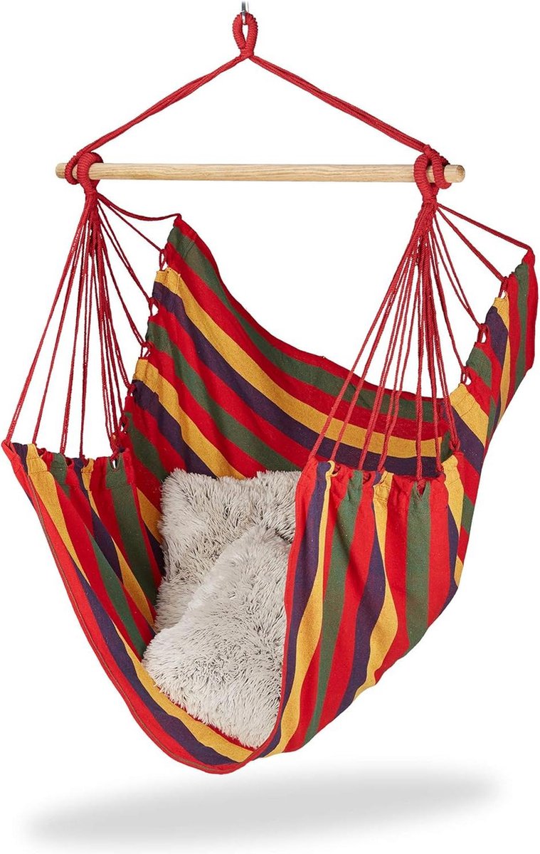 Hangstoel cocoon moderne hangmatstoel van katoen - kinderen en volwassenen - indoor en outdoor - tot 150 kg - gekleurd hangstoel cocoon (6150832746738)