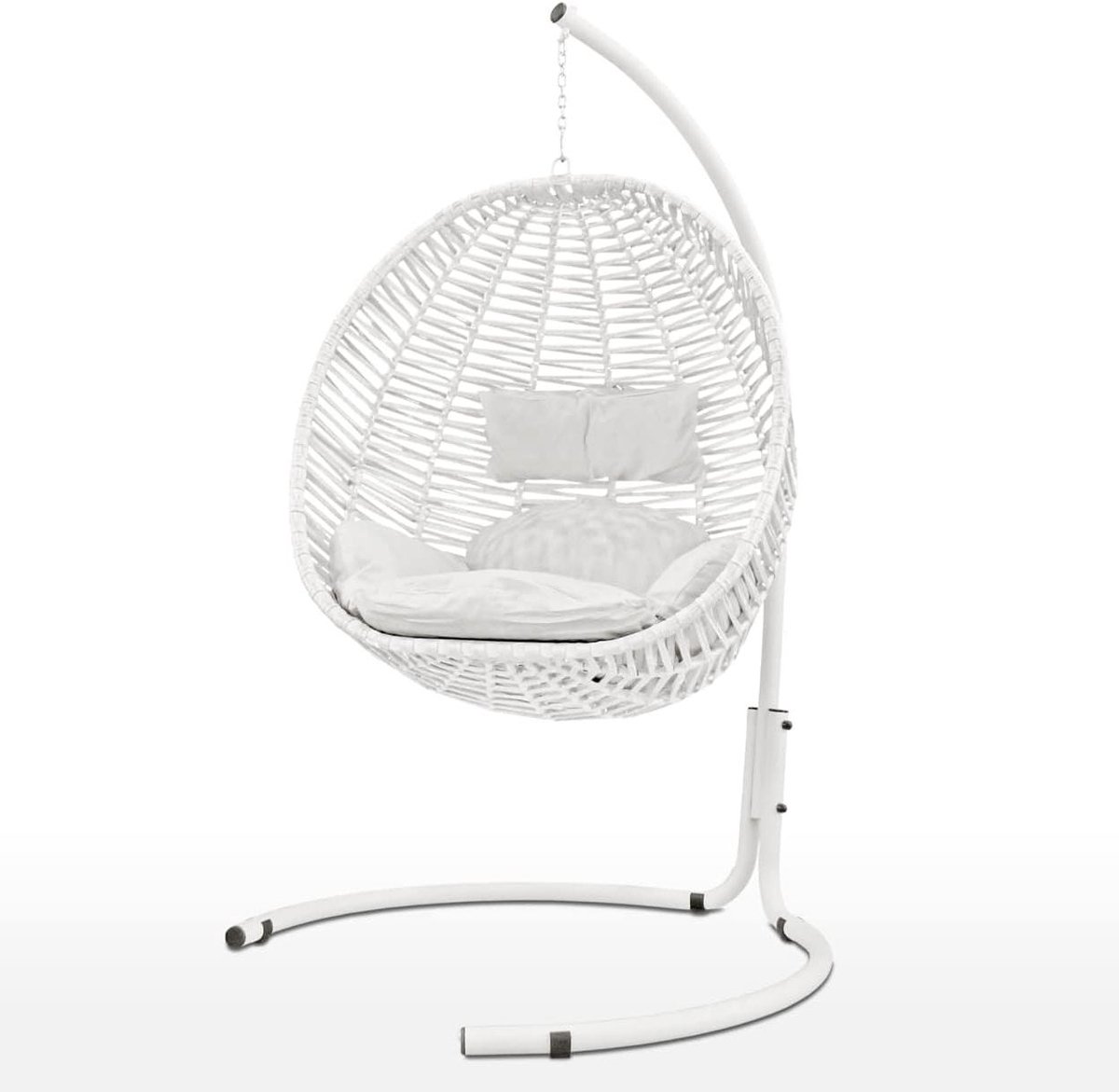 Hangstoel cocoon schommelstoel van stof voor binnen en buiten - compleet met stalen frame en kussens - super zacht babyzitje - Ischia eenpersoonsbed wit hangstoel cocoon (6150832757796)