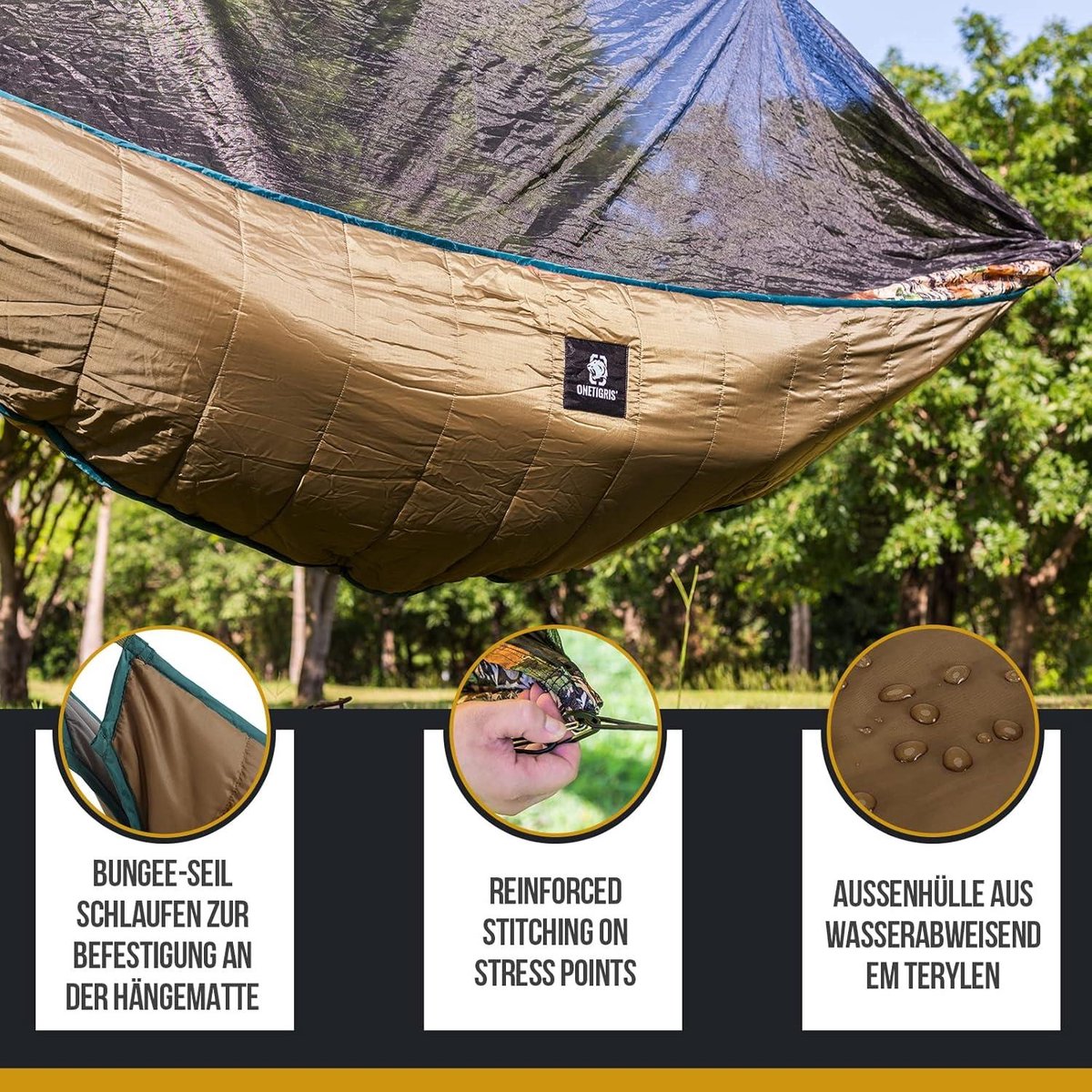 Isomatten onderdeken hangmat - warmtebescherming ultralicht - outdoor camping - 280 x 120 cm (coyote bruin) (8785300392469)