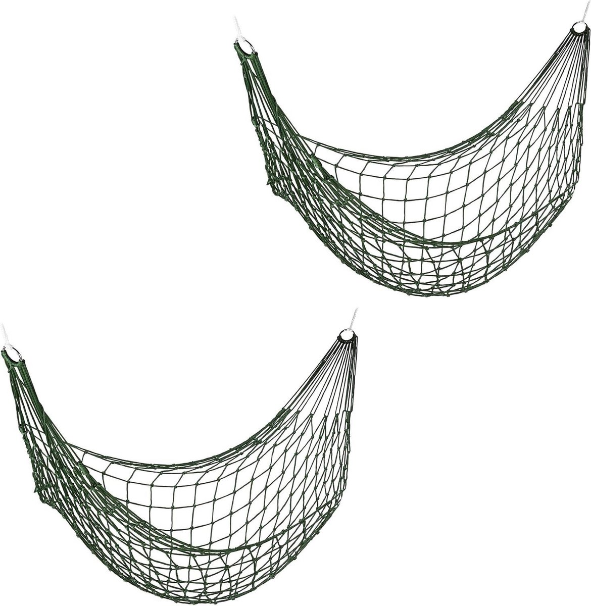 Lichtgewicht Hangmat Net Set van 2 Eenpersoons - Camping of Tuin Kampeerhangmat - Tot 120 kg - Donkergroen (8785300393275)