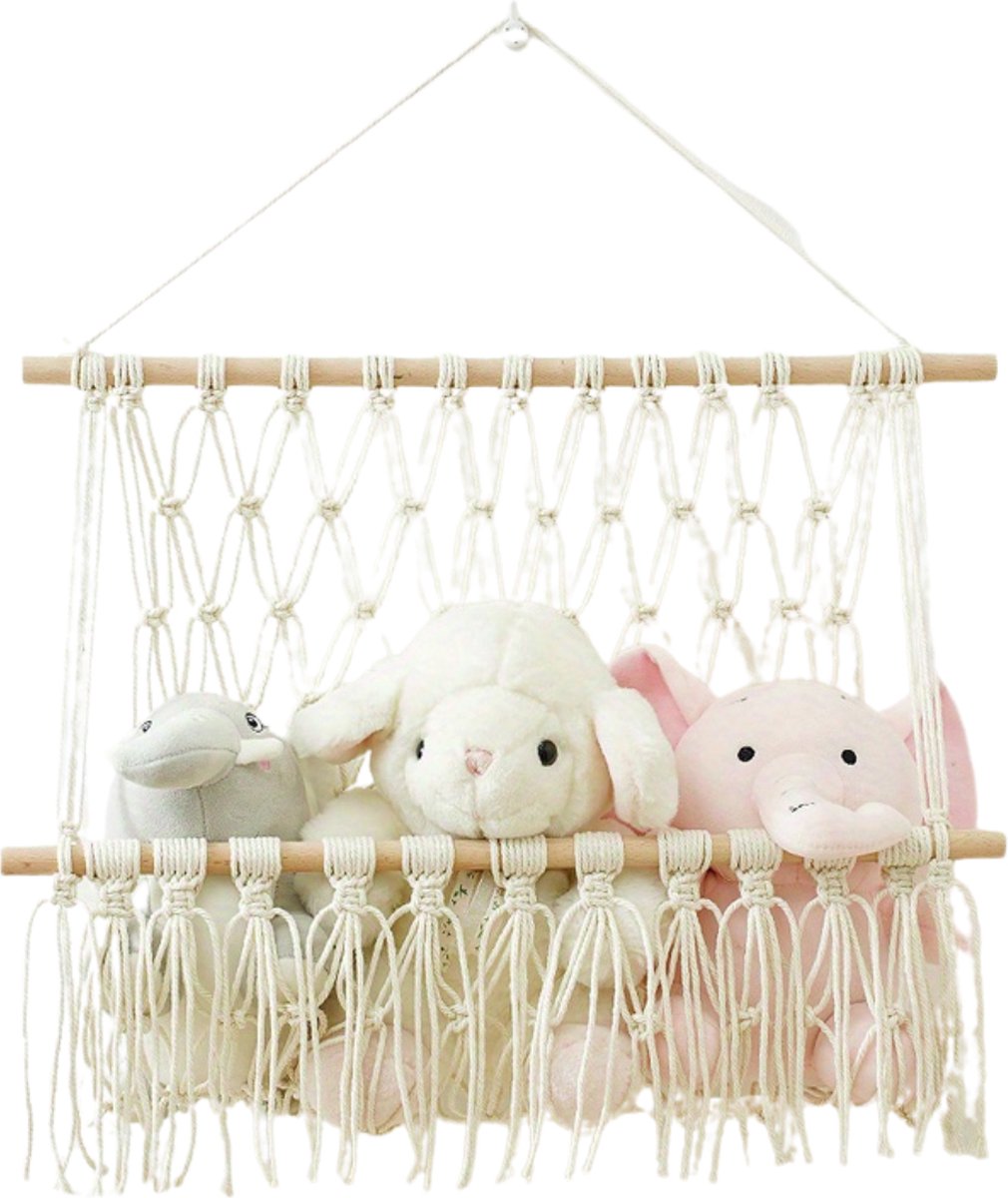 Livano Knuffel Net - Hangmat - Speelgoed - Opbergsysteem - Hangmat Voor Knuffels - Organizer - Creme (8721065451133)