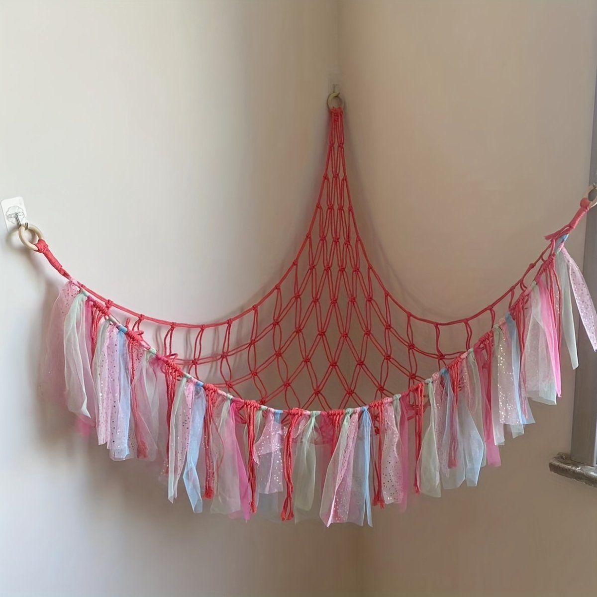 Livano Knuffel Net - Hangmat - Speelgoed - Opbergsysteem - Hangmat Voor Knuffels - Organizer - Roze - Strik Design (8721065451218)