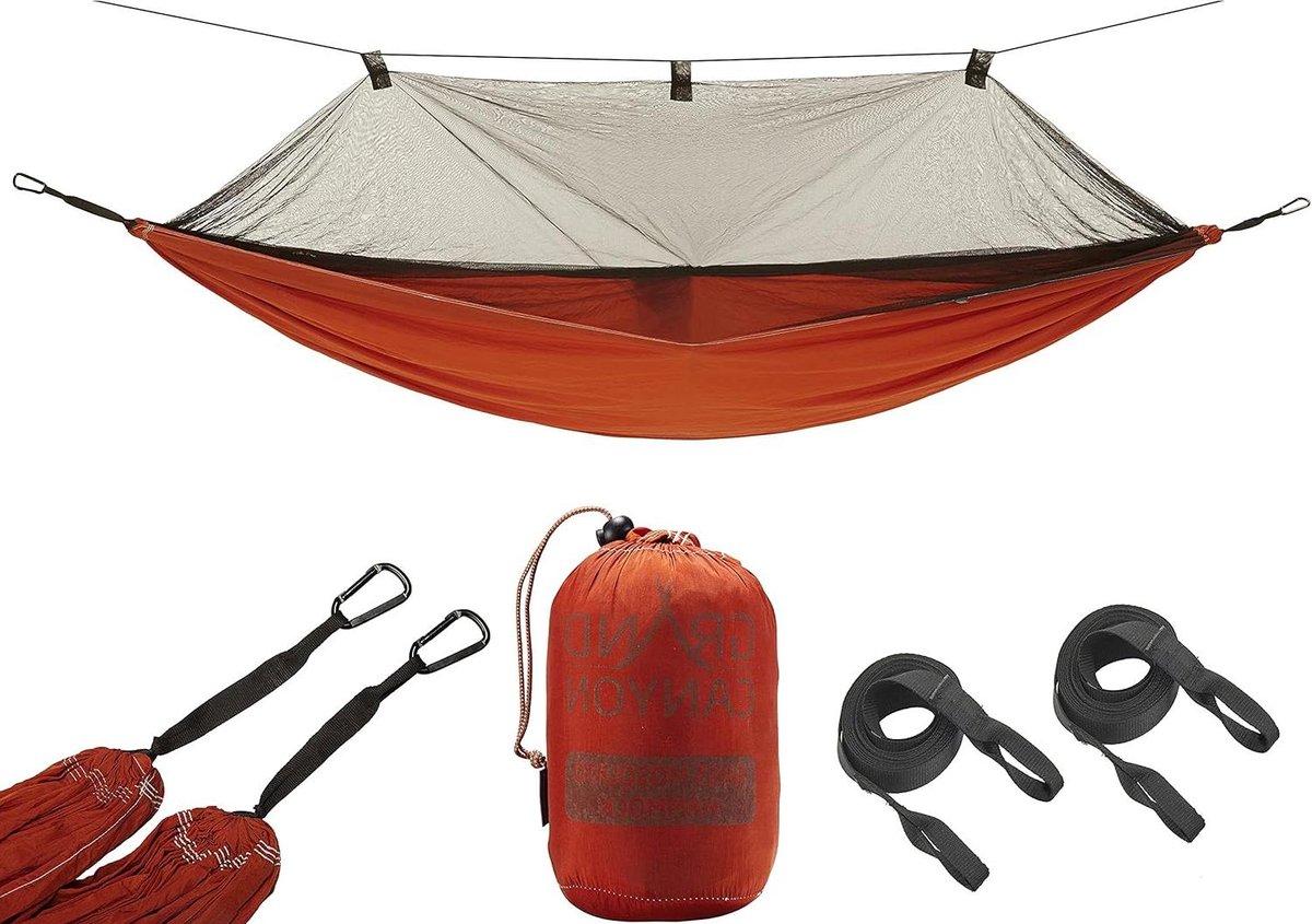 Mosquito Hammock - hangmat outdoor met muggennet tot 150 kg - licht en compact - boombeschermer - Roiboos Tea (bruin) (8785301186425)