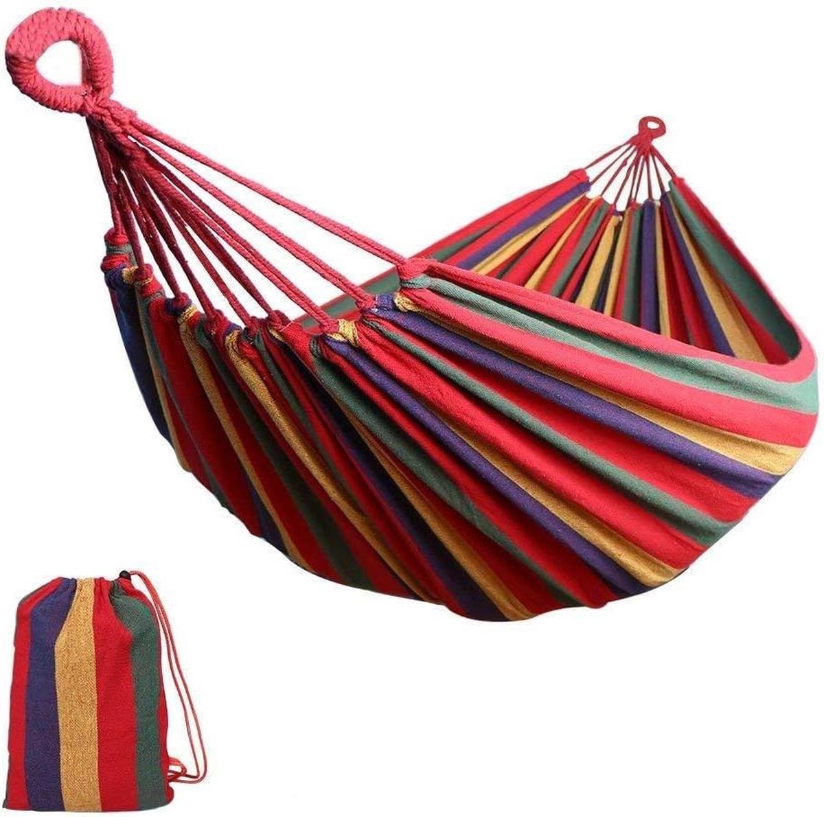 Outdoor Hangmat - Zeildoek - Dubbele Breedte - Braziliaanse Hangmat - Meerdere Personen - Buiten - Tuin - Camping - Reizen (8785302370441)