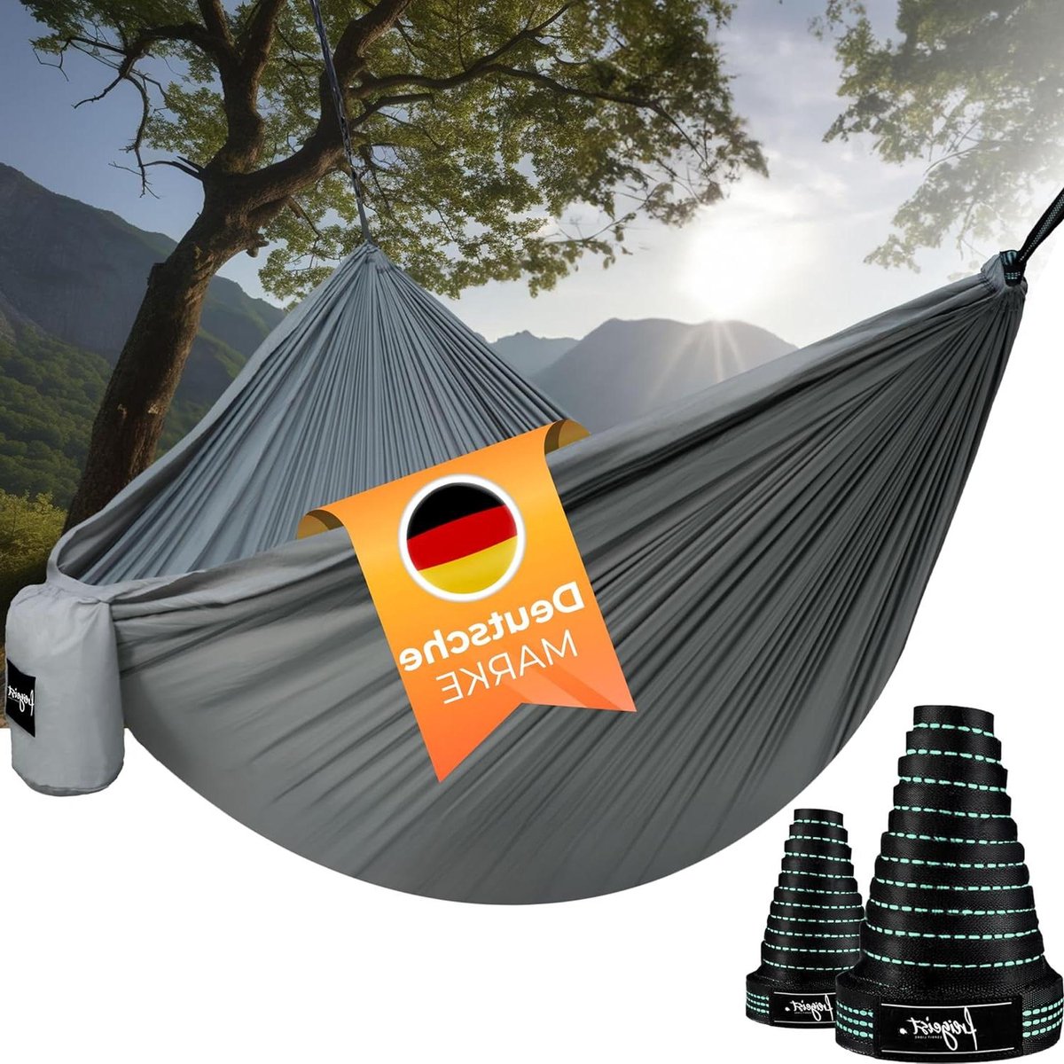 Premium outdoor hangmat van ultralichte parachutezijde voor 2 personen met extra hoge draagkracht - Freigeist camping hangmat (8785302370939)