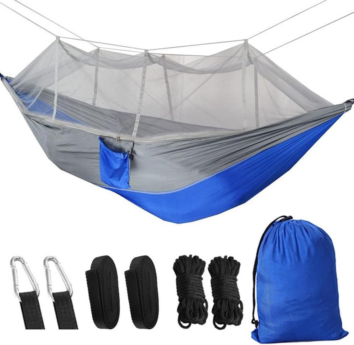 Ultralichte hangmat met muggennet - Opvouwbare draagbare hangmat voor buiten reizen - 300 kg belastbaarheid - tuin balkon terras camping (8785302372209)