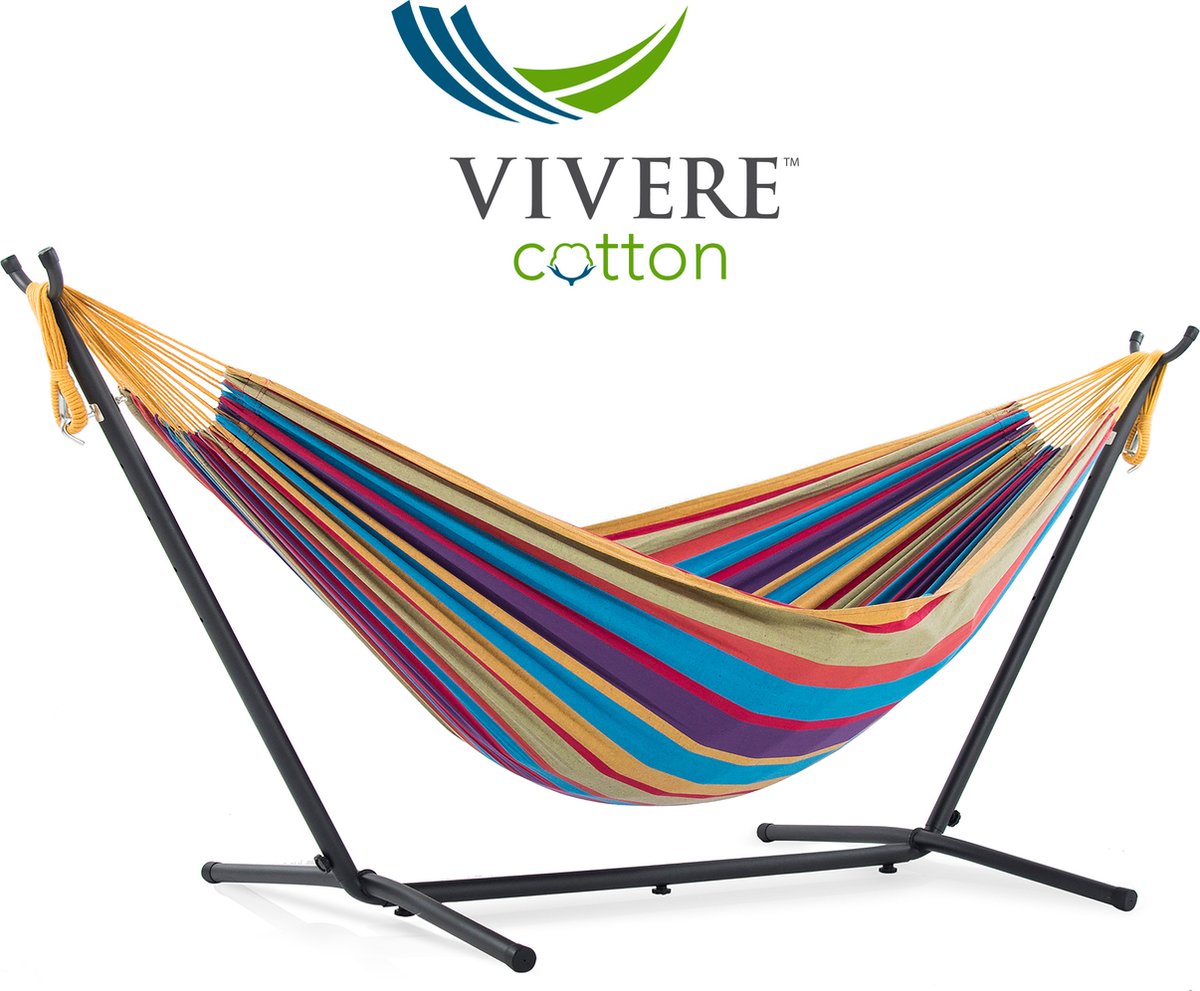 Vivere Dubbele Hangmat met Standaard - Tropical (8991340005560)