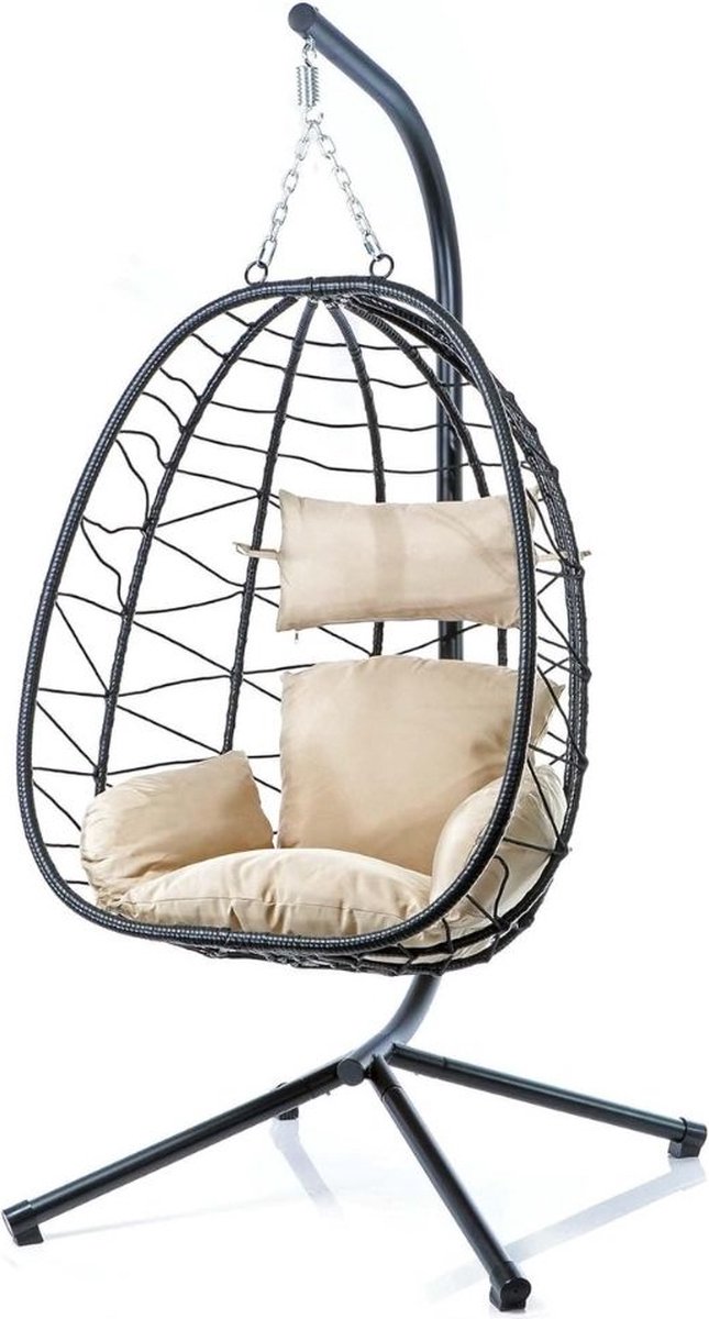 Hangstoel Cocoon - Egg Hangstoel - Hang Stoel Met Standaard - Egg Chair Inclusief Kussens - Voor Binnen Of Buiten - Hangstoelen - Gewicht tot 130 Kg (6151128429472)