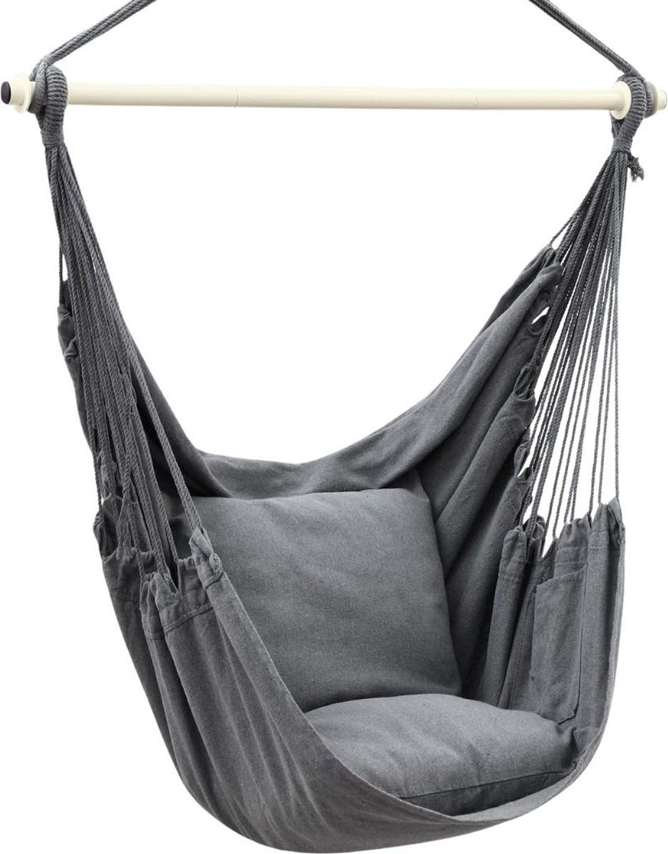 Hangstoel Cocoon - Egg Hangstoel - Hang Stoel Met Standaard - Egg Chair Inclusief Kussens - Voor Binnen Of Buiten - Hangstoelen - Gewicht tot 150 Kg - Voor Slaapkamer en Tuin (6151128460444)