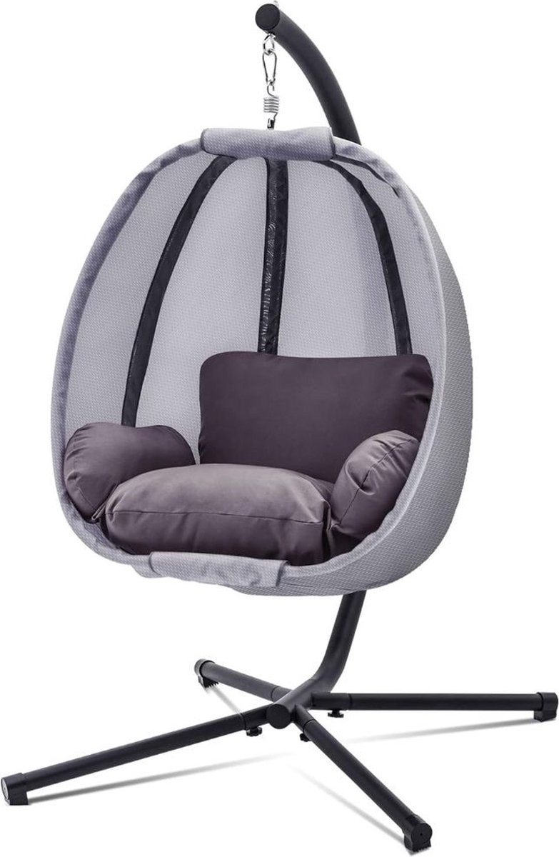 Hangstoel Cocoon - Egg Hangstoel - Hang Stoel Met Standaard - Egg Chair Inclusief Kussens - Voor Binnen Of Buiten - Hangstoelen - Gewicht tot 150 Kg (6151128598567)