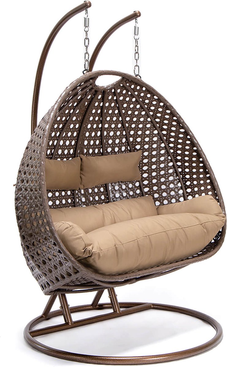 Hangstoel Polyrattan TWIN - Bruin - Met kussens (4260255526786)