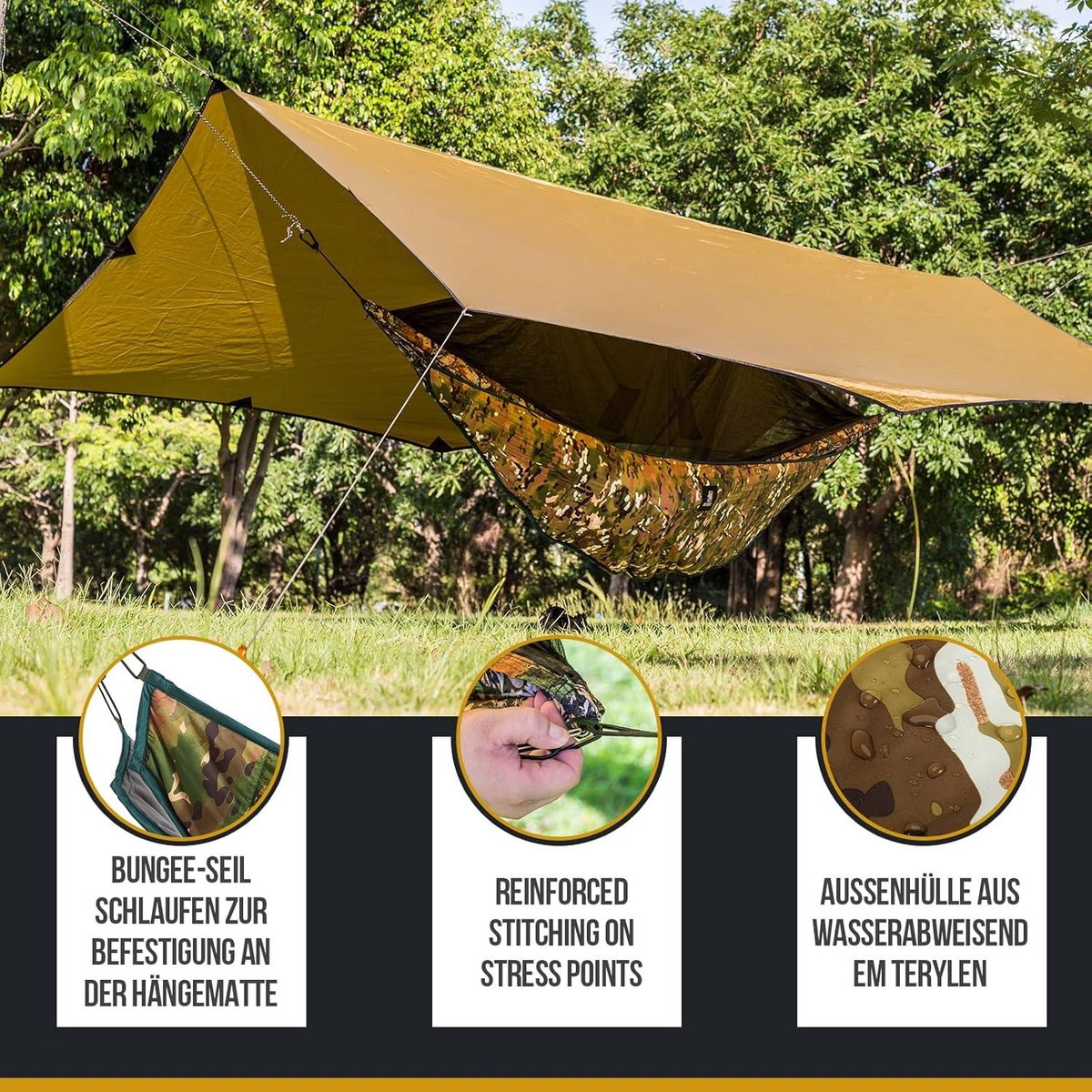 Hideout Hangmat onderdeken isolatiemat - warmtebescherming voor hangmatten - ultralicht - outdoor wandelen kamperen - 280 x 120 cm (camo) hangmat 2 person (6152809693618)